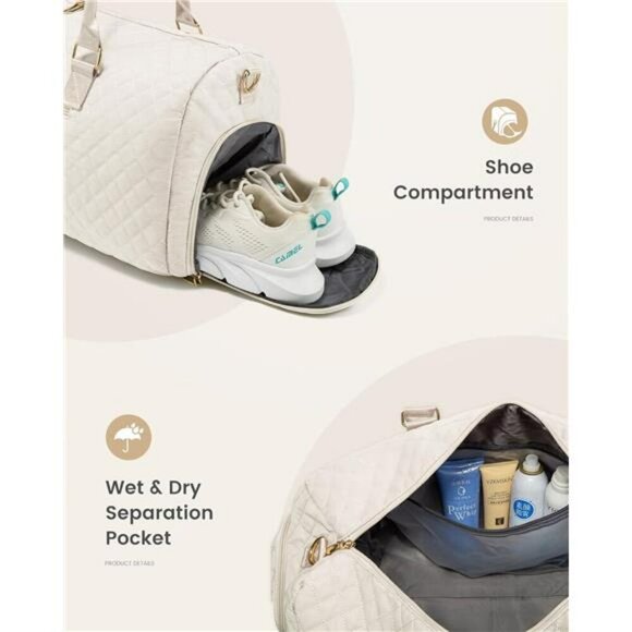 LOVEVOOK Weekender Travel Duffel Bag with Shoe Compartment Toiletry Bag Set - Picture 6 of 7